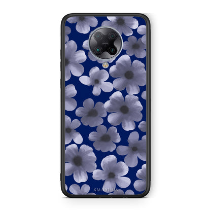 Θήκη Xiaomi Poco F2 Pro Pale Blue Flowers on Navy από τη Smartfits με σχέδιο στο πίσω μέρος και μαύρο περίβλημα | Xiaomi Poco F2 Pro Pale Blue Flowers on Navy case with colorful back and black bezels