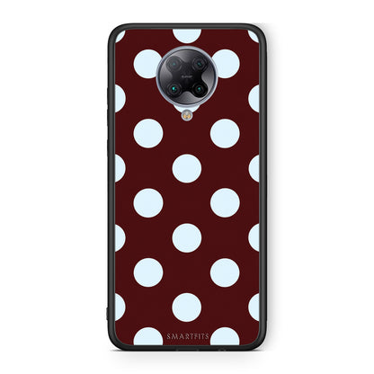 Θήκη Xiaomi Poco F2 Pro Pale Blue Large Polka Dots on Burgundy από τη Smartfits με σχέδιο στο πίσω μέρος και μαύρο περίβλημα | Xiaomi Poco F2 Pro Pale Blue Large Polka Dots on Burgundy case with colorful back and black bezels