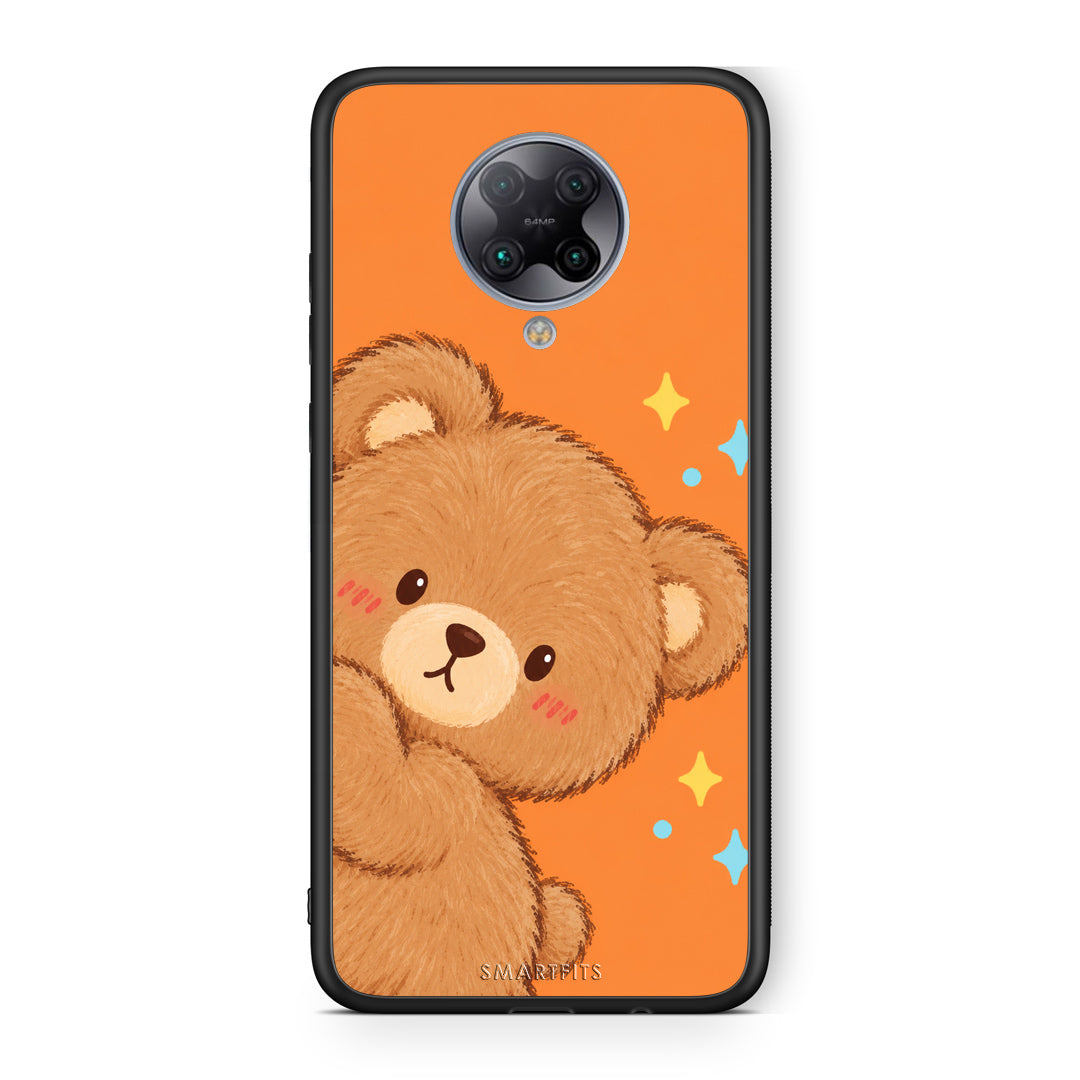 Θήκη Xiaomi Poco F2 Pro Peekaboo Teddy on Orange από τη Smartfits με σχέδιο στο πίσω μέρος και μαύρο περίβλημα | Xiaomi Poco F2 Pro Peekaboo Teddy on Orange case with colorful back and black bezels