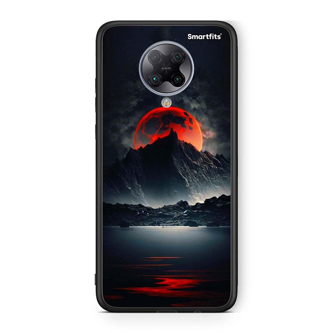 Xiaomi Poco F2 Pro Red Full Moon θήκη από τη Smartfits με σχέδιο στο πίσω μέρος και μαύρο περίβλημα | Smartphone case with colorful back and black bezels by Smartfits