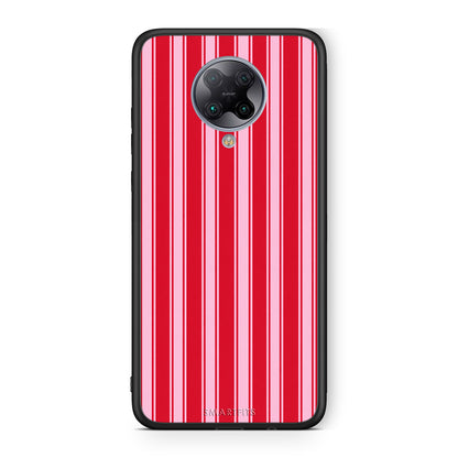 Θήκη Xiaomi Poco F2 Pro Red and Pink Vertical Pinstripes από τη Smartfits με σχέδιο στο πίσω μέρος και μαύρο περίβλημα | Xiaomi Poco F2 Pro Red and Pink Vertical Pinstripes case with colorful back and black bezels