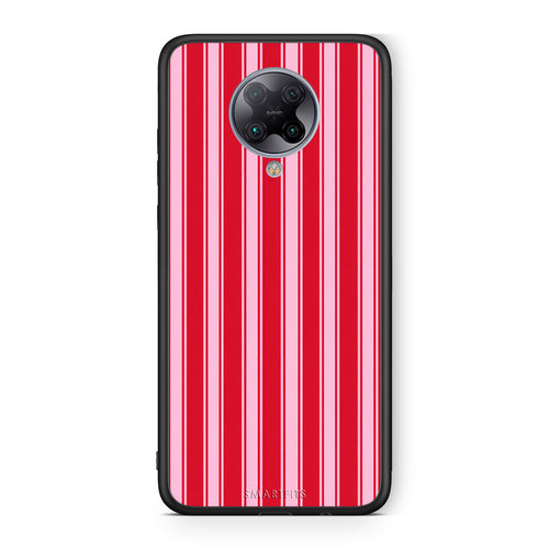 Θήκη Xiaomi Poco F2 Pro Red and Pink Vertical Pinstripes από τη Smartfits με σχέδιο στο πίσω μέρος και μαύρο περίβλημα | Xiaomi Poco F2 Pro Red and Pink Vertical Pinstripes case with colorful back and black bezels