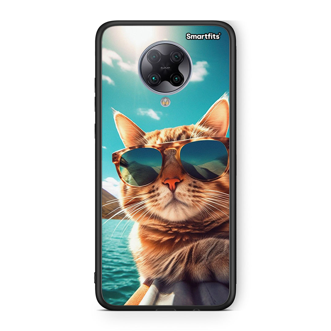 Xiaomi Poco F2 Pro Summer Cat θήκη από τη Smartfits με σχέδιο στο πίσω μέρος και μαύρο περίβλημα | Smartphone case with colorful back and black bezels by Smartfits