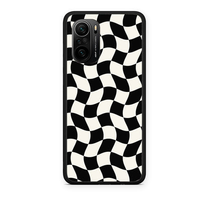 Θήκη Xiaomi Mi 11i Black and Cream Wavy Checkerboard από τη Smartfits με σχέδιο στο πίσω μέρος και μαύρο περίβλημα | Xiaomi Mi 11i Black and Cream Wavy Checkerboard case with colorful back and black bezels