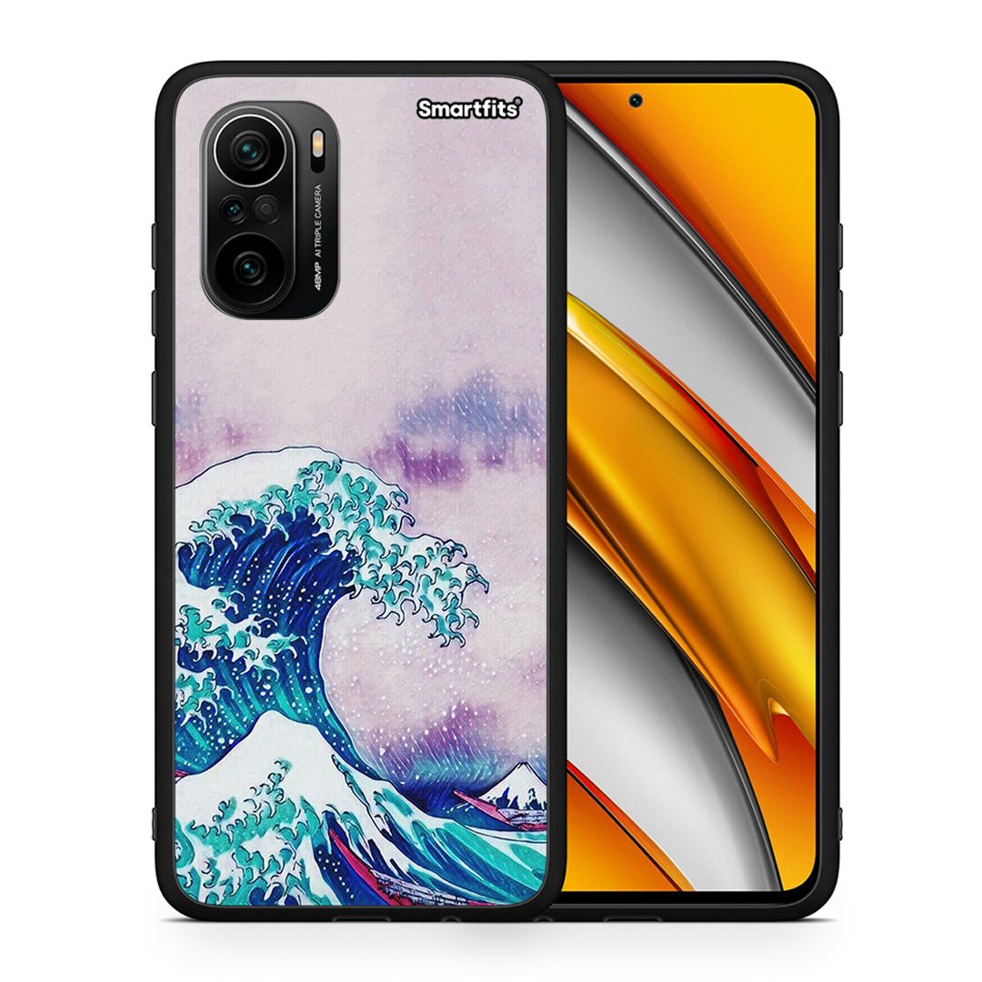 Θήκη Xiaomi Poco F3 Blue Waves από τη Smartfits με σχέδιο στο πίσω μέρος και μαύρο περίβλημα | Xiaomi Poco F3 Blue Waves case with colorful back and black bezels