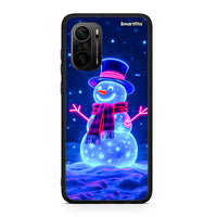 Thumbnail for Xiaomi Mi 11i Christmas Neon Snowman θήκη από τη Smartfits με σχέδιο στο πίσω μέρος και μαύρο περίβλημα | Smartphone case with colorful back and black bezels by Smartfits