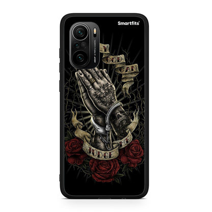 Xiaomi Poco F3 Judge By God θήκη από τη Smartfits με σχέδιο στο πίσω μέρος και μαύρο περίβλημα | Smartphone case with colorful back and black bezels by Smartfits