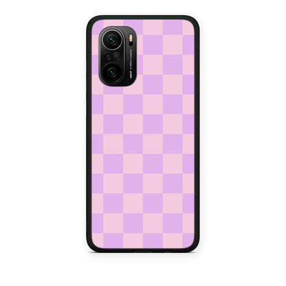 Θήκη Xiaomi Poco F3 Lavender and Pink Checkerboard από τη Smartfits με σχέδιο στο πίσω μέρος και μαύρο περίβλημα | Xiaomi Poco F3 Lavender and Pink Checkerboard case with colorful back and black bezels