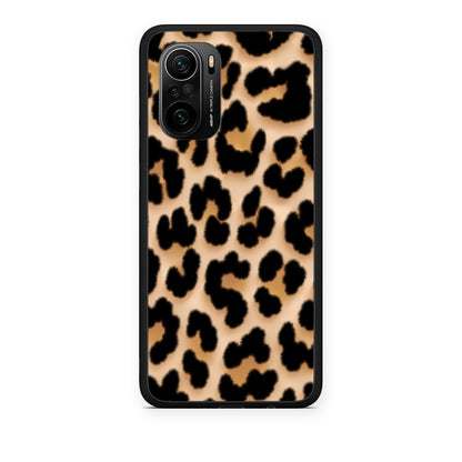 Θήκη Xiaomi Poco F3 Leopard Print Tan Large από τη Smartfits με σχέδιο στο πίσω μέρος και μαύρο περίβλημα | Xiaomi Poco F3 Leopard Print Tan Large case with colorful back and black bezels