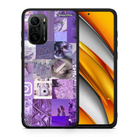 Thumbnail for Θήκη Xiaomi Poco F3 Purple Aesthetic Collage από τη Smartfits με σχέδιο στο πίσω μέρος και μαύρο περίβλημα | Xiaomi Poco F3 Purple Aesthetic Collage case with colorful back and black bezels