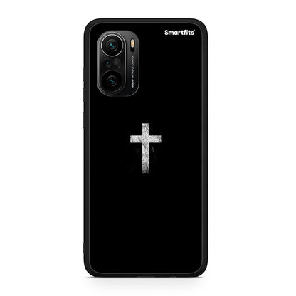 Xiaomi Poco F3 White Cross θήκη από τη Smartfits με σχέδιο στο πίσω μέρος και μαύρο περίβλημα | Smartphone case with colorful back and black bezels by Smartfits