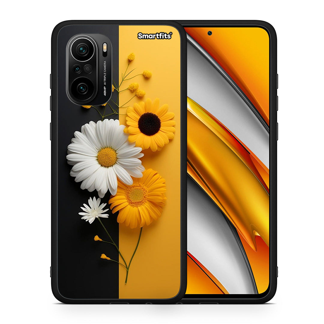 Θήκη Xiaomi Poco F3 Yellow Daisies από τη Smartfits με σχέδιο στο πίσω μέρος και μαύρο περίβλημα | Xiaomi Poco F3 Yellow Daisies case with colorful back and black bezels