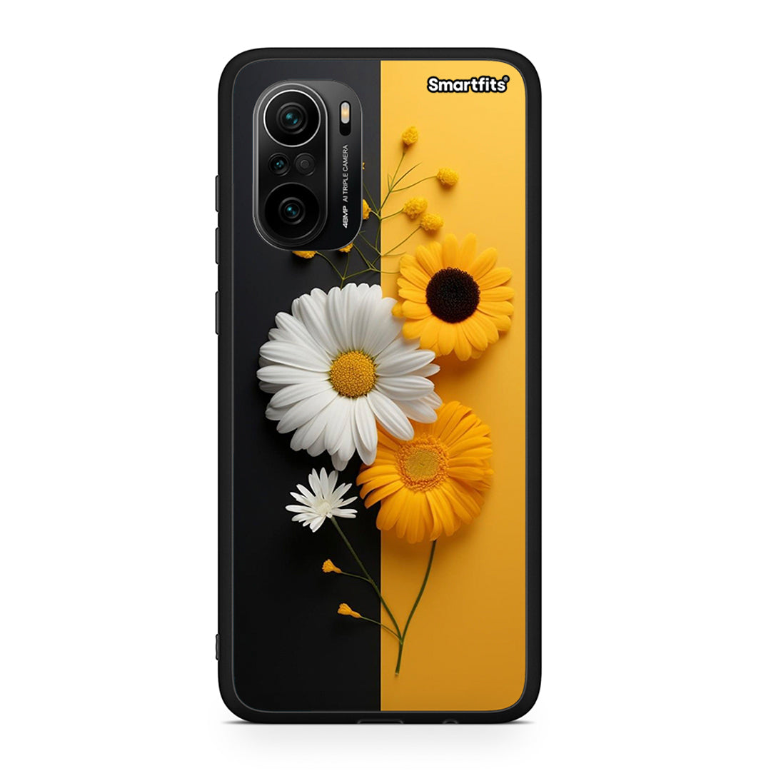 Xiaomi Mi 11i Yellow Daisies θήκη από τη Smartfits με σχέδιο στο πίσω μέρος και μαύρο περίβλημα | Smartphone case with colorful back and black bezels by Smartfits