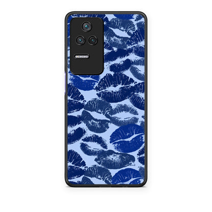 Θήκη Xiaomi Poco F4 / Redmi K40S Blue Lipstick Kisses από τη Smartfits με σχέδιο στο πίσω μέρος και μαύρο περίβλημα | Xiaomi Poco F4 / Redmi K40S Blue Lipstick Kisses case with colorful back and black bezels