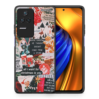 Θήκη Xiaomi Poco F4 / Redmi K40S Christmas Happiness από τη Smartfits με σχέδιο στο πίσω μέρος και μαύρο περίβλημα | Xiaomi Poco F4 / Redmi K40S Christmas Happiness case with colorful back and black bezels