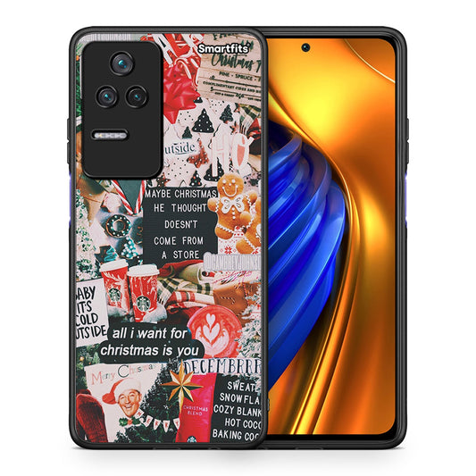 Θήκη Xiaomi Poco F4 / Redmi K40S Christmas Happiness από τη Smartfits με σχέδιο στο πίσω μέρος και μαύρο περίβλημα | Xiaomi Poco F4 / Redmi K40S Christmas Happiness case with colorful back and black bezels