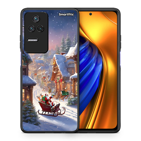 Θήκη Xiaomi Poco F4 / Redmi K40S Christmas Snow από τη Smartfits με σχέδιο στο πίσω μέρος και μαύρο περίβλημα | Xiaomi Poco F4 / Redmi K40S Christmas Snow case with colorful back and black bezels
