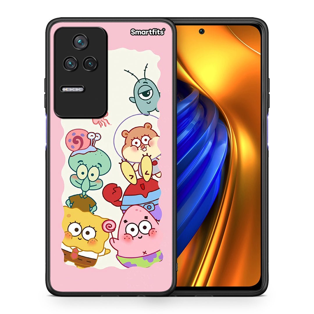 Θήκη Xiaomi Poco F4 / Redmi K40S Cute Companion από τη Smartfits με σχέδιο στο πίσω μέρος και μαύρο περίβλημα | Xiaomi Poco F4 / Redmi K40S Cute Companion case with colorful back and black bezels