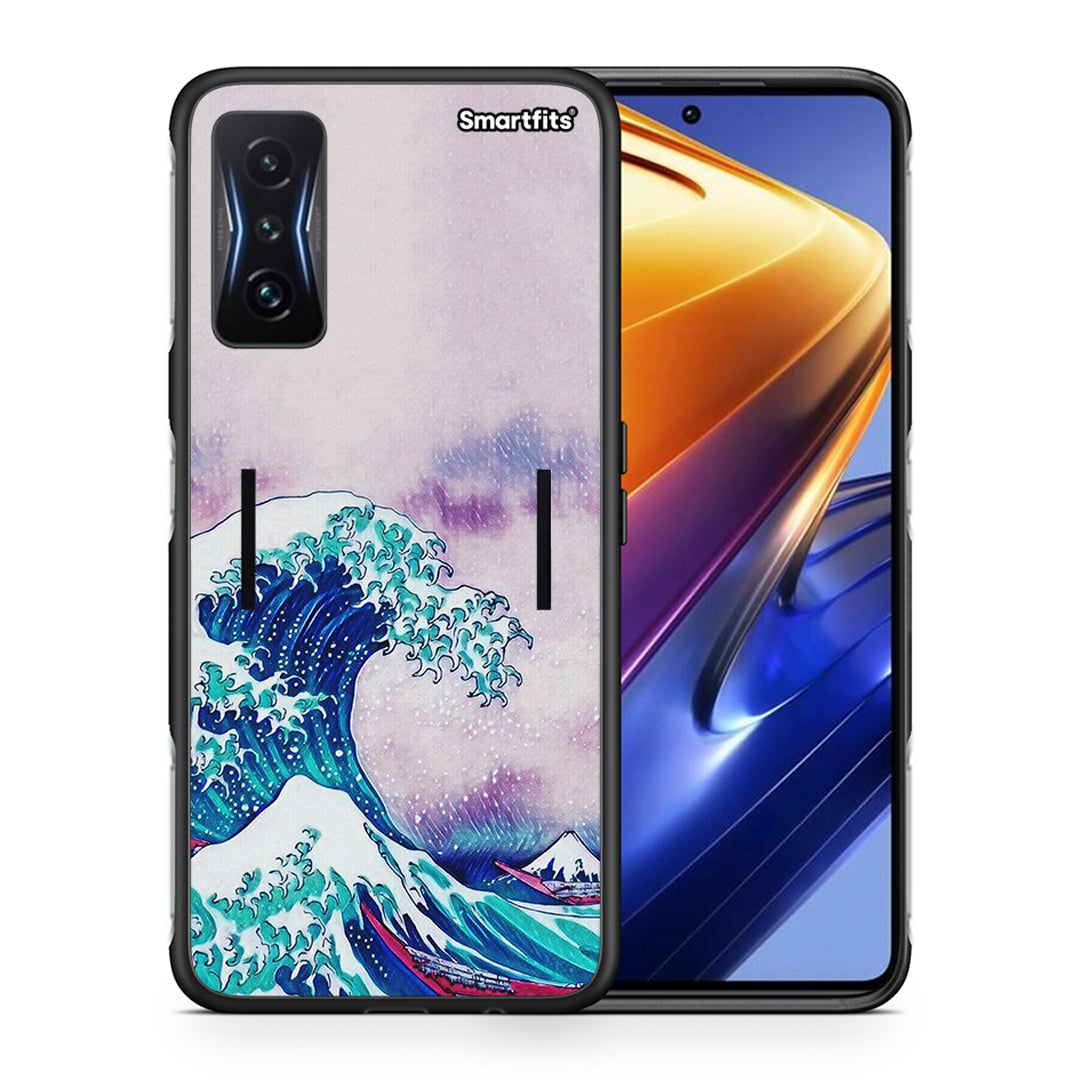 Θήκη Xiaomi Poco F4 GT Blue Waves από τη Smartfits με σχέδιο στο πίσω μέρος και μαύρο περίβλημα | Xiaomi Poco F4 GT Blue Waves case with colorful back and black bezels