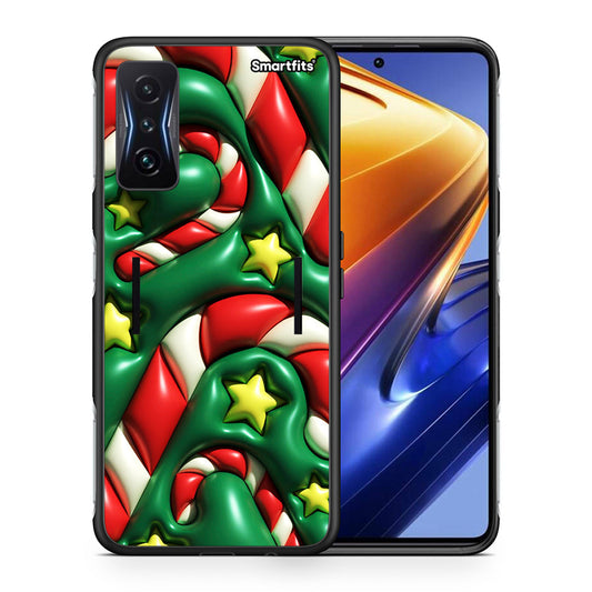 Θήκη Xiaomi Poco F4 GT Christmas Bubbles από τη Smartfits με σχέδιο στο πίσω μέρος και μαύρο περίβλημα | Xiaomi Poco F4 GT Christmas Bubbles case with colorful back and black bezels