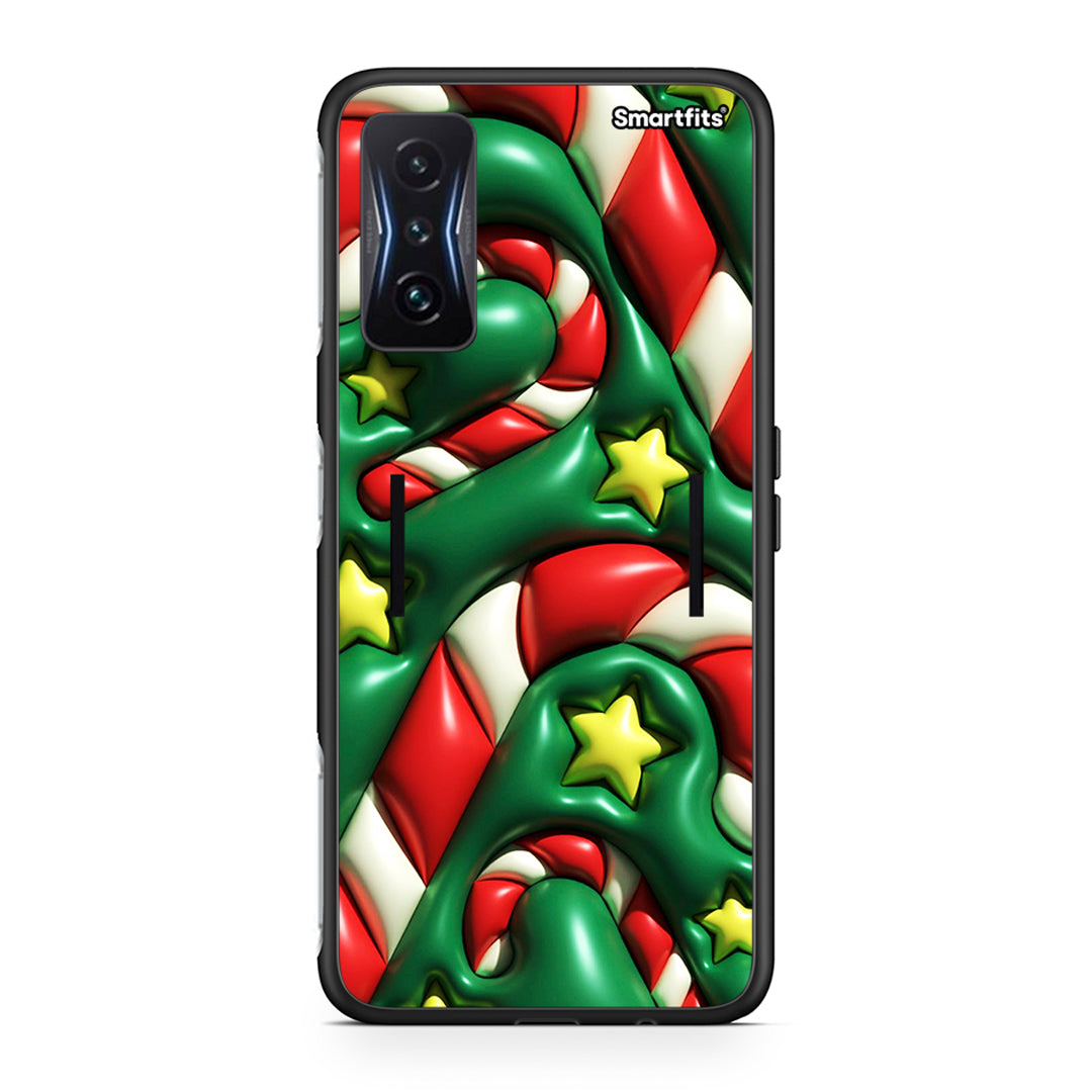 Xiaomi Poco F4 GT Christmas Bubbles θήκη από τη Smartfits με σχέδιο στο πίσω μέρος και μαύρο περίβλημα | Smartphone case with colorful back and black bezels by Smartfits