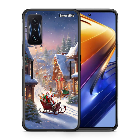 Θήκη Xiaomi Poco F4 GT Christmas Snow από τη Smartfits με σχέδιο στο πίσω μέρος και μαύρο περίβλημα | Xiaomi Poco F4 GT Christmas Snow case with colorful back and black bezels