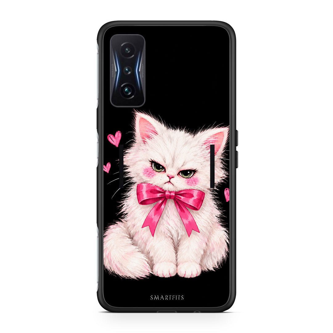 Θήκη Xiaomi Poco F4 GT Grumpy Party Kitten on Black από τη Smartfits με σχέδιο στο πίσω μέρος και μαύρο περίβλημα | Xiaomi Poco F4 GT Grumpy Party Kitten on Black case with colorful back and black bezels