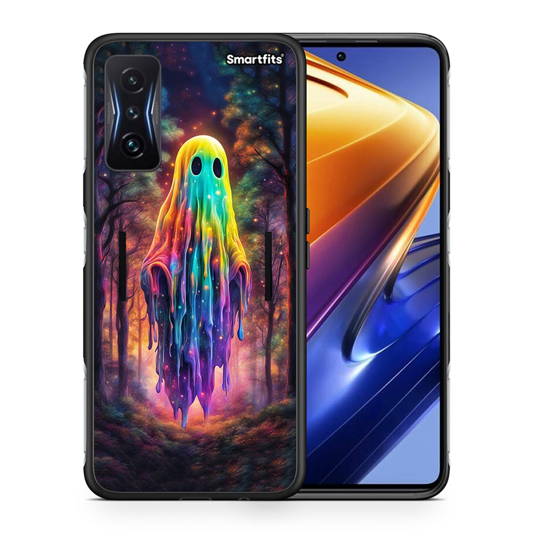 Θήκη Xiaomi Poco F4 GT Halloween Ghost από τη Smartfits με σχέδιο στο πίσω μέρος και μαύρο περίβλημα | Xiaomi Poco F4 GT Halloween Ghost case with colorful back and black bezels