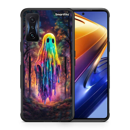 Θήκη Xiaomi Poco F4 GT Halloween Ghost από τη Smartfits με σχέδιο στο πίσω μέρος και μαύρο περίβλημα | Xiaomi Poco F4 GT Halloween Ghost case with colorful back and black bezels