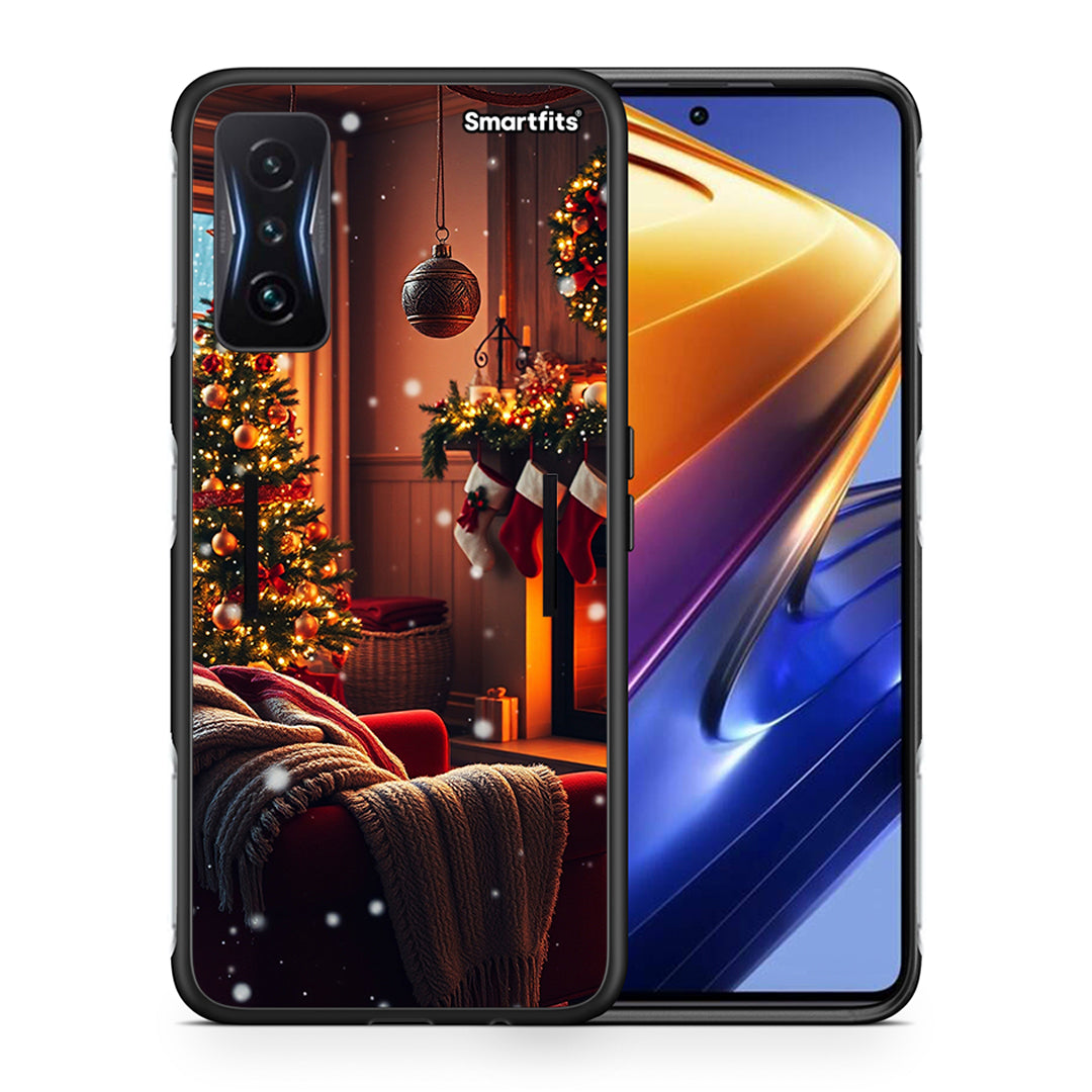 Θήκη Xiaomi Poco F4 GT Home For Christmas από τη Smartfits με σχέδιο στο πίσω μέρος και μαύρο περίβλημα | Xiaomi Poco F4 GT Home For Christmas case with colorful back and black bezels