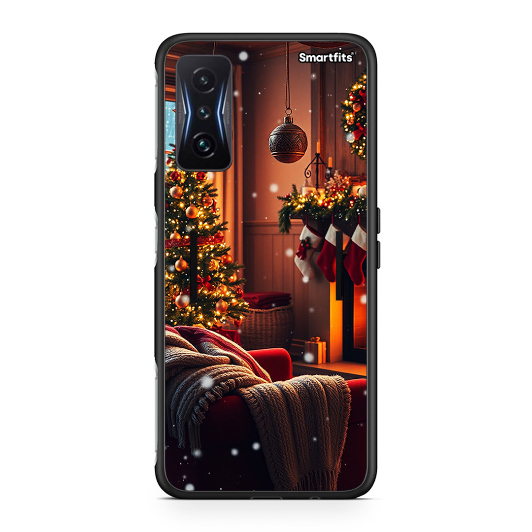 Xiaomi Poco F4 GT Home For Christmas θήκη από τη Smartfits με σχέδιο στο πίσω μέρος και μαύρο περίβλημα | Smartphone case with colorful back and black bezels by Smartfits
