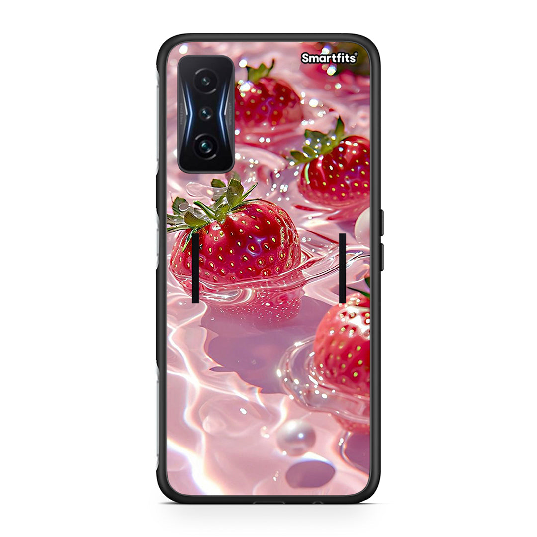 Xiaomi Poco F4 GT Juicy Strawberries θήκη από τη Smartfits με σχέδιο στο πίσω μέρος και μαύρο περίβλημα | Smartphone case with colorful back and black bezels by Smartfits