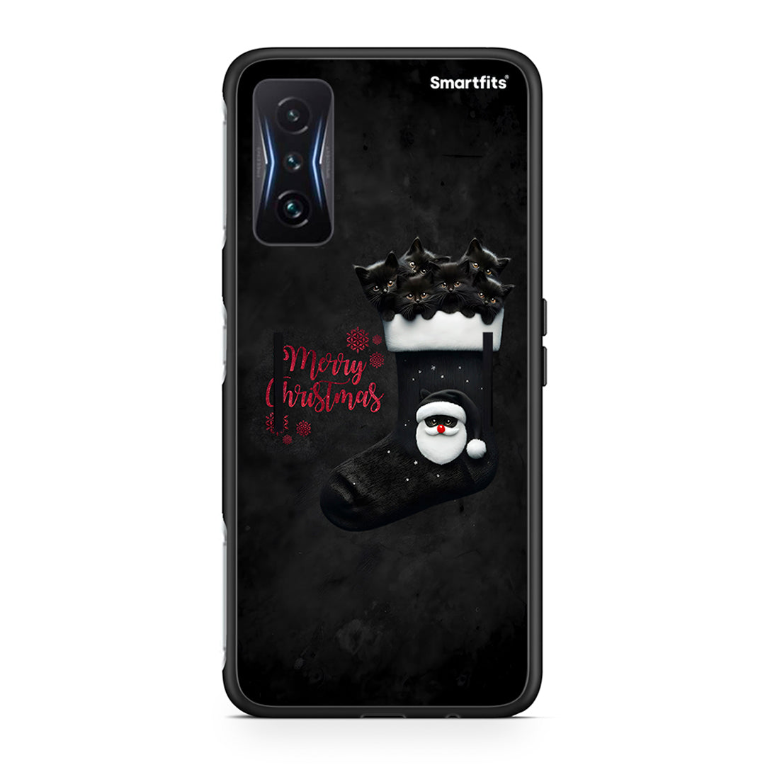 Xiaomi Poco F4 GT Merry Cat Christmas θήκη από τη Smartfits με σχέδιο στο πίσω μέρος και μαύρο περίβλημα | Smartphone case with colorful back and black bezels by Smartfits