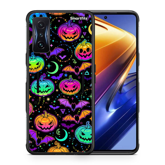 Θήκη Xiaomi Poco F4 GT Neon Halloween από τη Smartfits με σχέδιο στο πίσω μέρος και μαύρο περίβλημα | Xiaomi Poco F4 GT Neon Halloween case with colorful back and black bezels