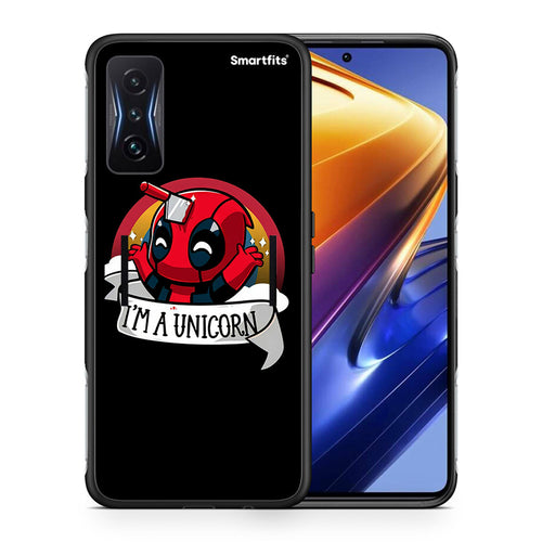 Θήκη Xiaomi Poco F4 GT Unicorn Deadpool από τη Smartfits με σχέδιο στο πίσω μέρος και μαύρο περίβλημα | Xiaomi Poco F4 GT Unicorn Deadpool case with colorful back and black bezels