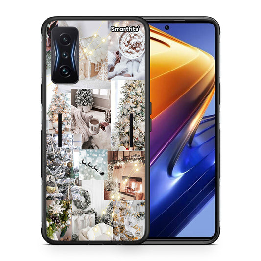 Θήκη Xiaomi Poco F4 GT White Christmas από τη Smartfits με σχέδιο στο πίσω μέρος και μαύρο περίβλημα | Xiaomi Poco F4 GT White Christmas case with colorful back and black bezels