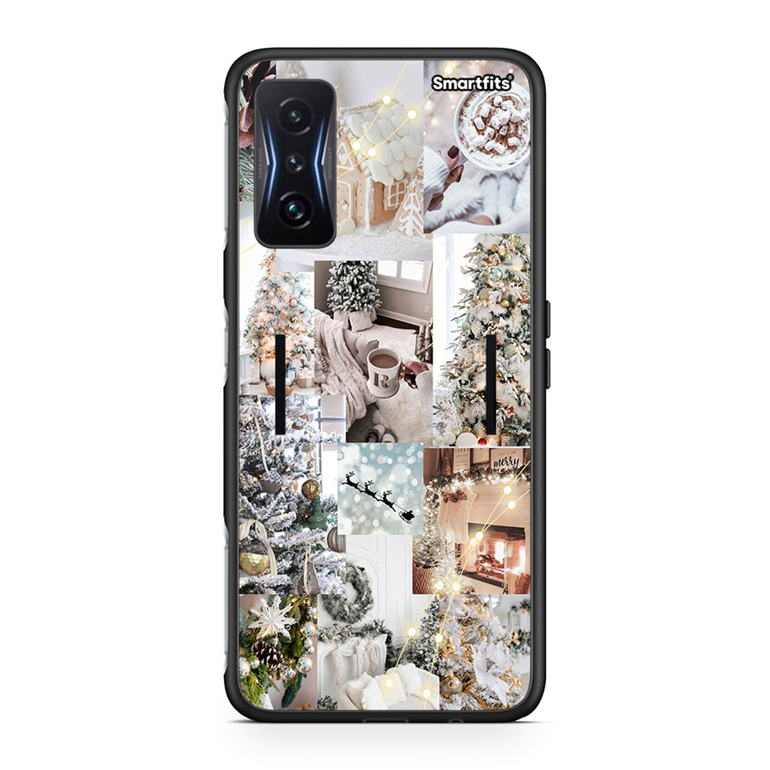 Xiaomi Poco F4 GT White Christmas θήκη από τη Smartfits με σχέδιο στο πίσω μέρος και μαύρο περίβλημα | Smartphone case with colorful back and black bezels by Smartfits