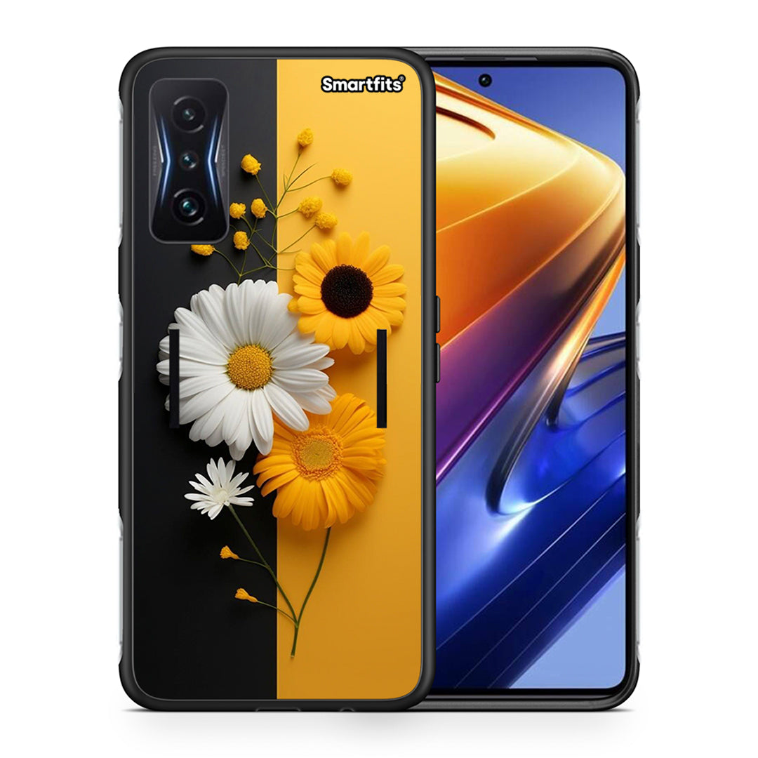 Θήκη Xiaomi Poco F4 GT Yellow Daisies από τη Smartfits με σχέδιο στο πίσω μέρος και μαύρο περίβλημα | Xiaomi Poco F4 GT Yellow Daisies case with colorful back and black bezels