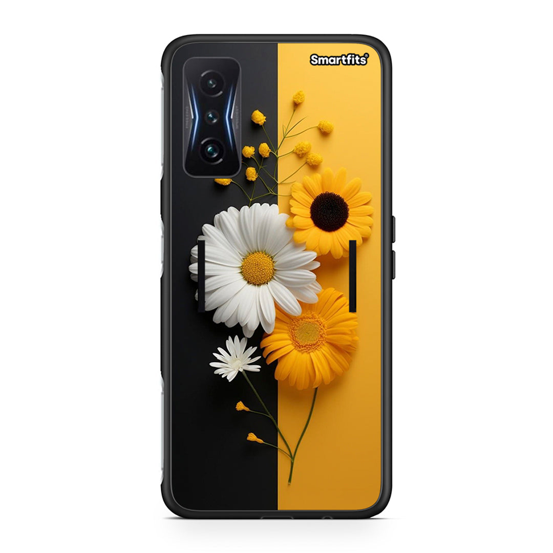 Xiaomi Poco F4 GT Yellow Daisies θήκη από τη Smartfits με σχέδιο στο πίσω μέρος και μαύρο περίβλημα | Smartphone case with colorful back and black bezels by Smartfits