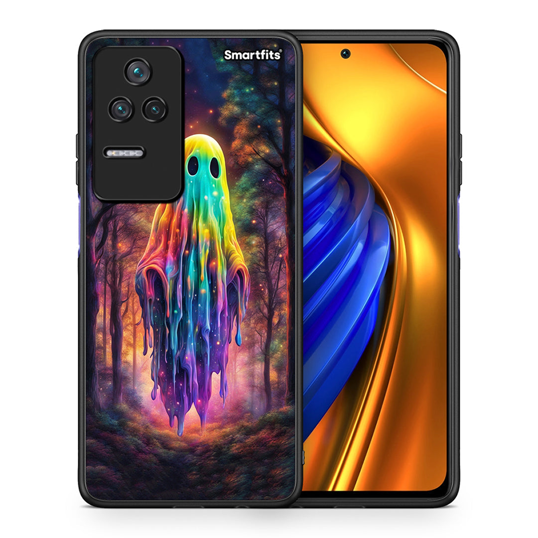 Θήκη Xiaomi Poco F4 / Redmi K40S Halloween Ghost από τη Smartfits με σχέδιο στο πίσω μέρος και μαύρο περίβλημα | Xiaomi Poco F4 / Redmi K40S Halloween Ghost case with colorful back and black bezels