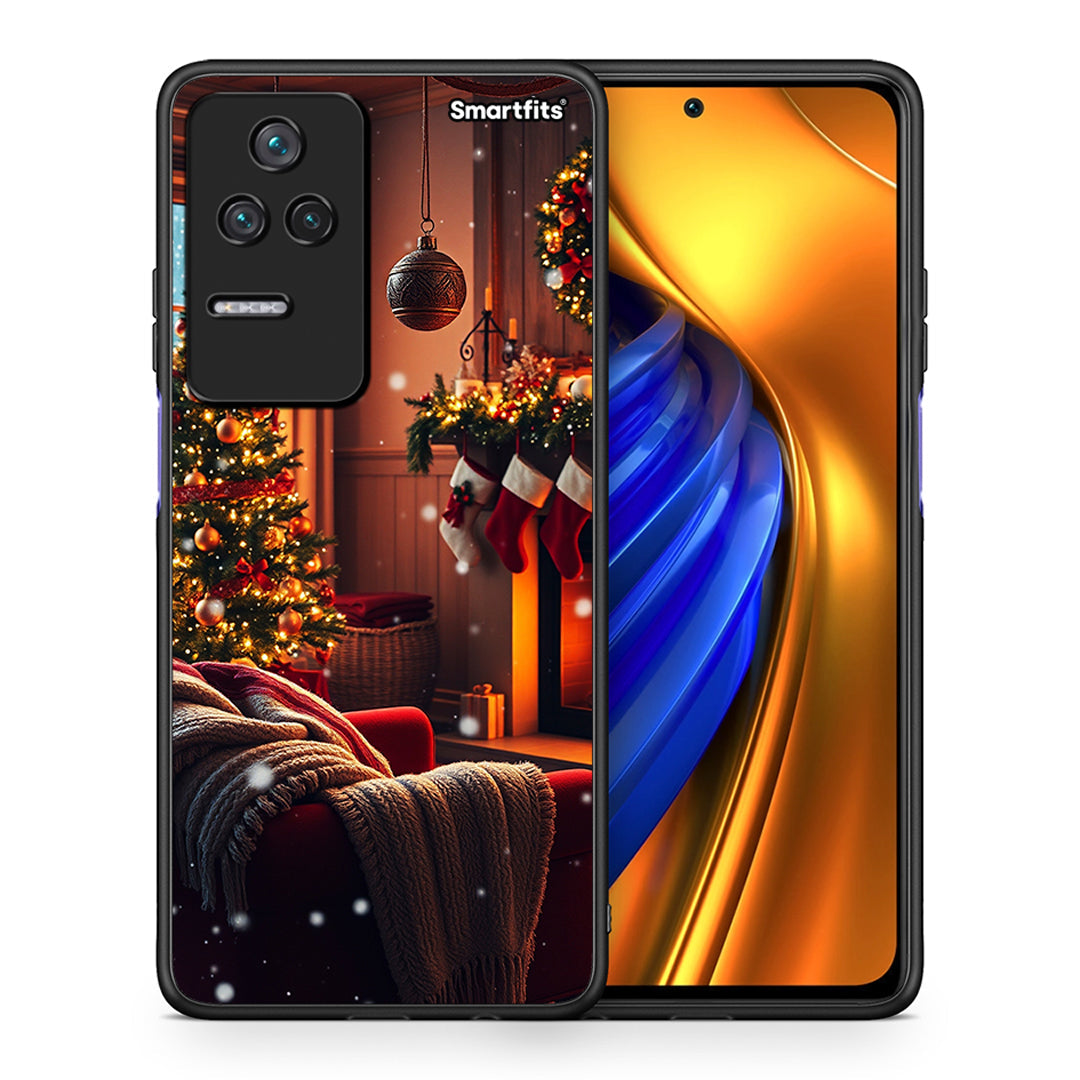 Θήκη Xiaomi Poco F4 / Redmi K40S Home For Christmas από τη Smartfits με σχέδιο στο πίσω μέρος και μαύρο περίβλημα | Xiaomi Poco F4 / Redmi K40S Home For Christmas case with colorful back and black bezels