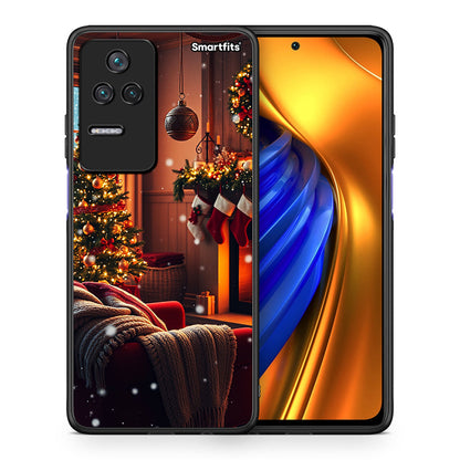 Θήκη Xiaomi Poco F4 / Redmi K40S Home For Christmas από τη Smartfits με σχέδιο στο πίσω μέρος και μαύρο περίβλημα | Xiaomi Poco F4 / Redmi K40S Home For Christmas case with colorful back and black bezels