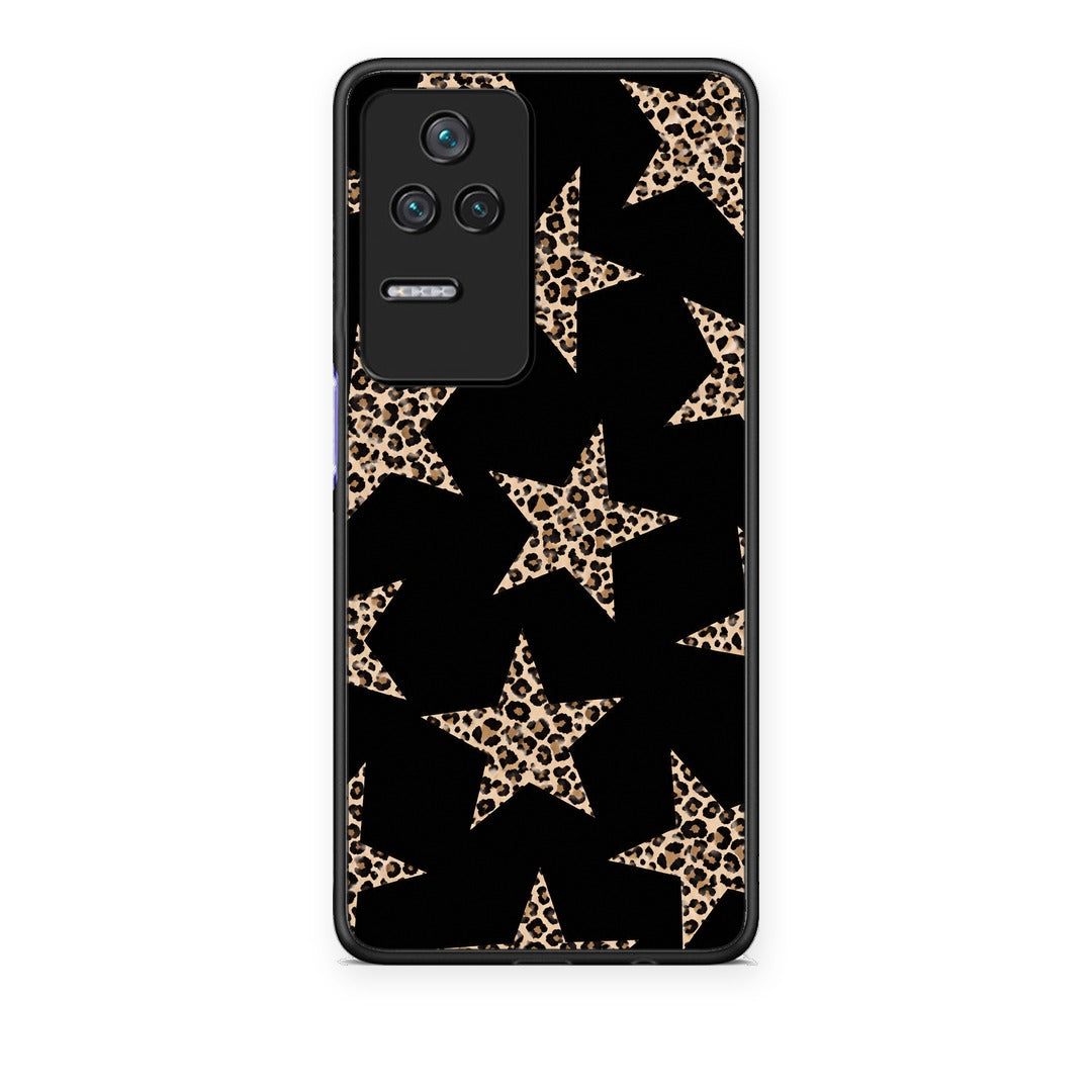 Θήκη Xiaomi Poco F4 / Redmi K40S Leopard Stars on Black από τη Smartfits με σχέδιο στο πίσω μέρος και μαύρο περίβλημα | Xiaomi Poco F4 / Redmi K40S Leopard Stars on Black case with colorful back and black bezels