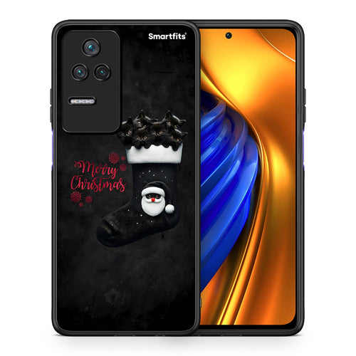 Θήκη Xiaomi Poco F4 / Redmi K40S Merry Cat Christmas από τη Smartfits με σχέδιο στο πίσω μέρος και μαύρο περίβλημα | Xiaomi Poco F4 / Redmi K40S Merry Cat Christmas case with colorful back and black bezels