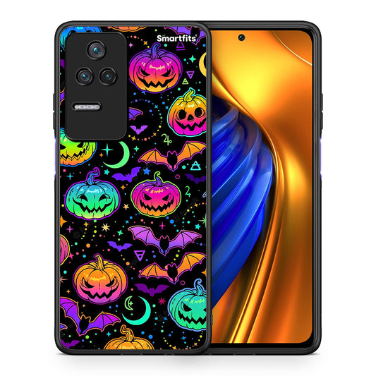 Θήκη Xiaomi Poco F4 / Redmi K40S Neon Halloween από τη Smartfits με σχέδιο στο πίσω μέρος και μαύρο περίβλημα | Xiaomi Poco F4 / Redmi K40S Neon Halloween case with colorful back and black bezels