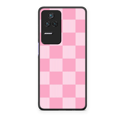 Θήκη Xiaomi Poco F4 / Redmi K40S Pink and White Striped Checks από τη Smartfits με σχέδιο στο πίσω μέρος και μαύρο περίβλημα | Xiaomi Poco F4 / Redmi K40S Pink and White Striped Checks case with colorful back and black bezels