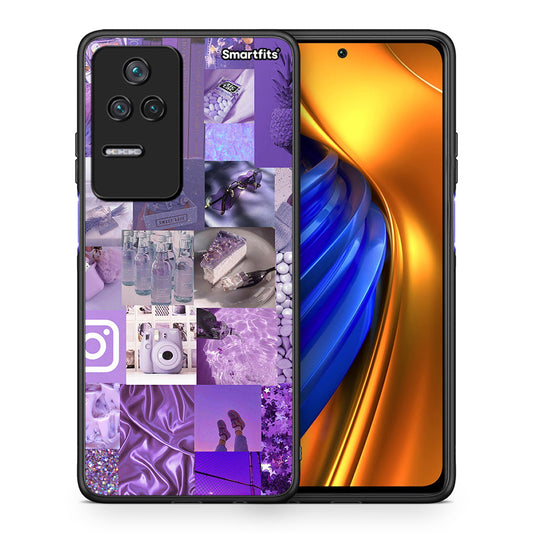 Θήκη Xiaomi Poco F4 / Redmi K40S Purple Aesthetic Collage από τη Smartfits με σχέδιο στο πίσω μέρος και μαύρο περίβλημα | Xiaomi Poco F4 / Redmi K40S Purple Aesthetic Collage case with colorful back and black bezels