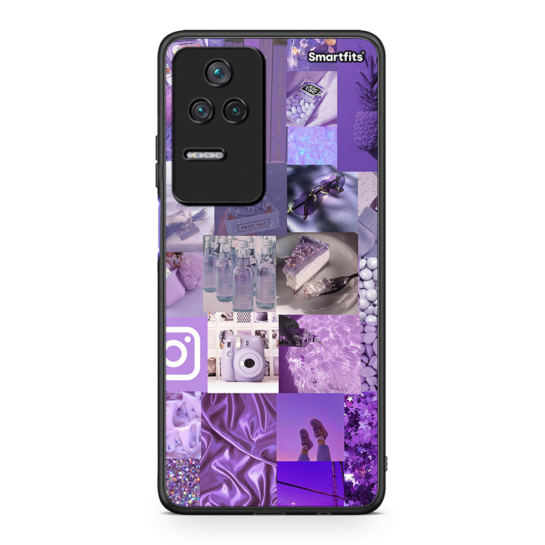 Xiaomi Poco F4 / Redmi K40S Purple Aesthetic Collage θήκη από τη Smartfits με σχέδιο στο πίσω μέρος και μαύρο περίβλημα | Smartphone case with colorful back and black bezels by Smartfits