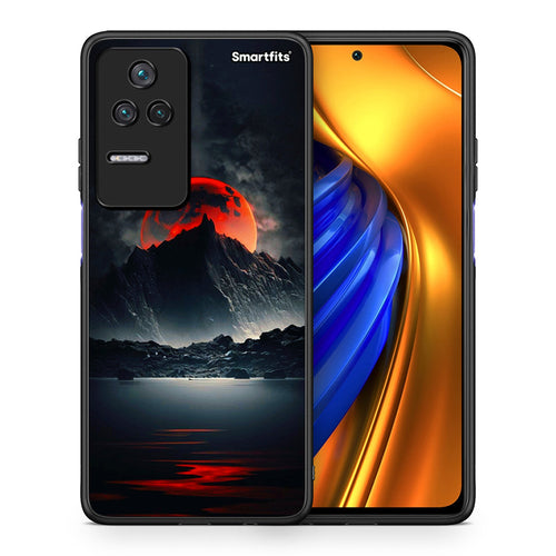 Θήκη Xiaomi Poco F4 / Redmi K40S Red Full Moon από τη Smartfits με σχέδιο στο πίσω μέρος και μαύρο περίβλημα | Xiaomi Poco F4 / Redmi K40S Red Full Moon case with colorful back and black bezels