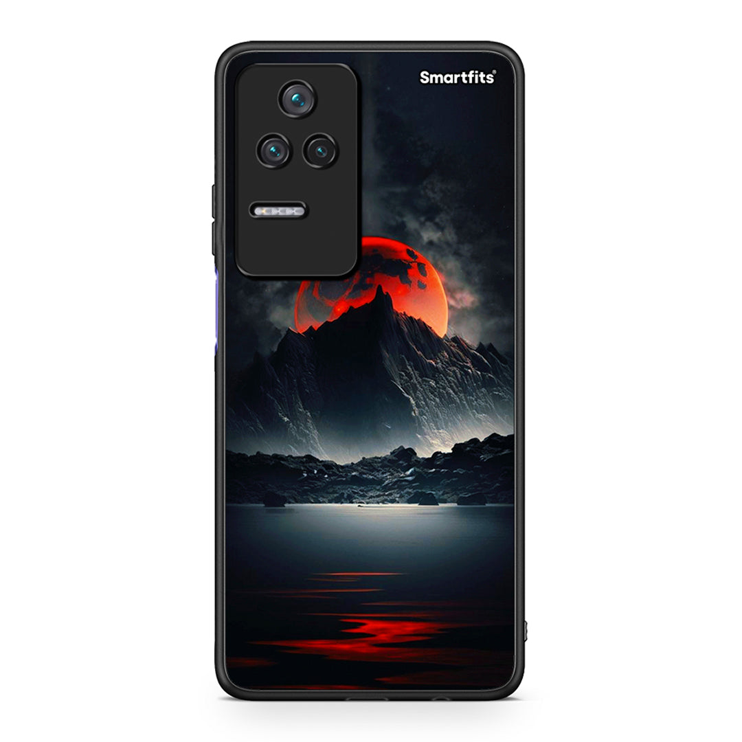 Xiaomi Poco F4 / Redmi K40S Red Full Moon θήκη από τη Smartfits με σχέδιο στο πίσω μέρος και μαύρο περίβλημα | Smartphone case with colorful back and black bezels by Smartfits